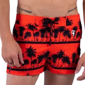 NWT Tucann Men’s Inner Short Lifes Short Sz 2XL Orange Navy Palm Trees Beach